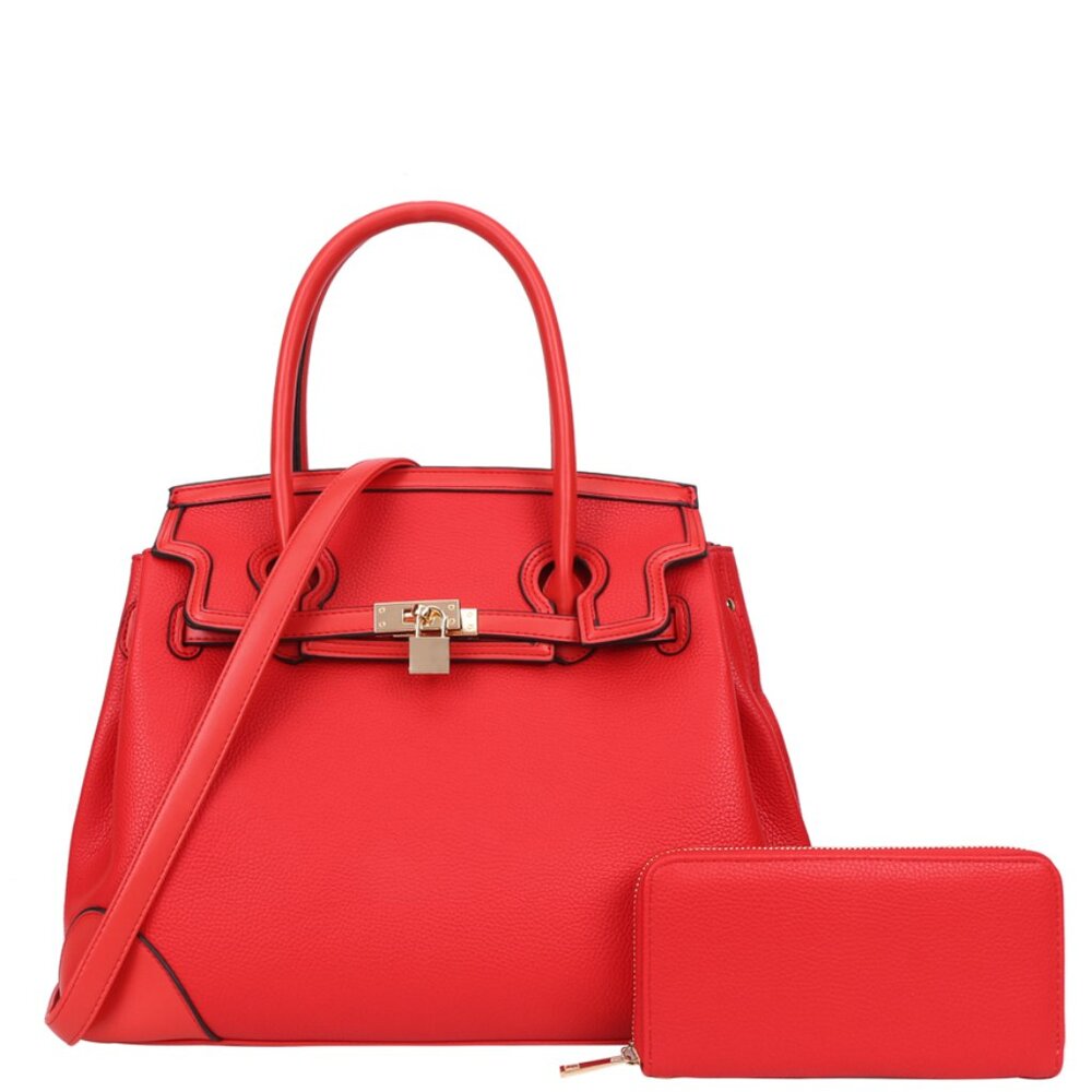 2 IN 1 Padlock Classic Satchel & Wallet Set